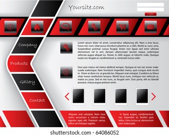 Red arrow shaped button bar website template
