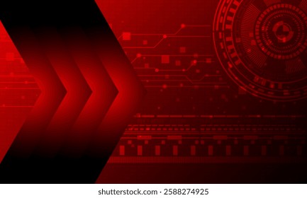 red arrow shapes with lines connecting network cyberspace abstract high technology background