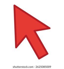 Red arrow sign. Cursor icon in flat style. Cursor icon vector illustration isolated on white background. Cursor icon for web or application