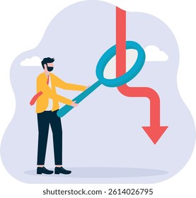 Red Arrow sign pointing downwards. Concept of loss and stock market crash, 


