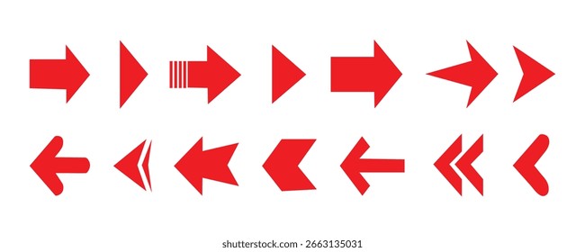 Red arrow sign.Arrow icon.Red arrow vector icon pack.