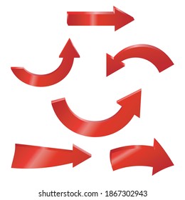 Red arrow sparkling on white background