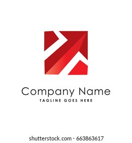 Red Arrow Up Square Business Logo Template