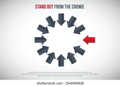 Red Arrow Standing Out From The Crowd 