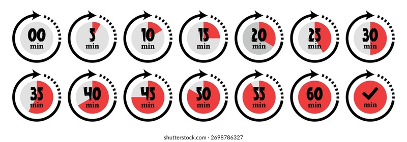 Seta vermelha cronômetro vetor contagem regressiva e apresentação Design	