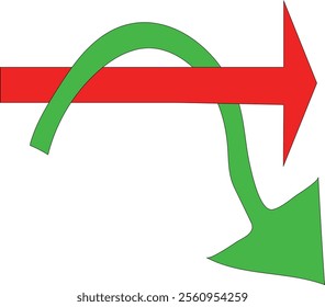 Red Arrow straight.green arrow u turn