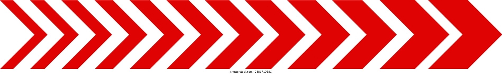 Padrão de vetor de faixa de seta vermelha no plano de fundo transparente, design de fita de aviso direcional para sinalização, tráfego e marcação de cuidado