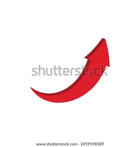 Red up arrow, symbol, icon, growth chart, profit growth, curved 3d arrow, sales concept.