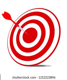 Red Arrow in the target center on white background. Success concept. Design by Inkscape