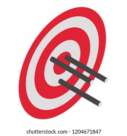 Red arrow target icon. Isometric of red arrow target vector icon for web design isolated on white background