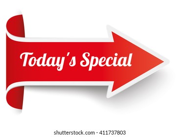 Red arrow with text "today's special". Eps 10 vector file.