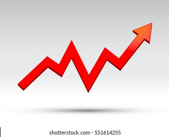 Red Arrow Up, Graph Vector Illustration