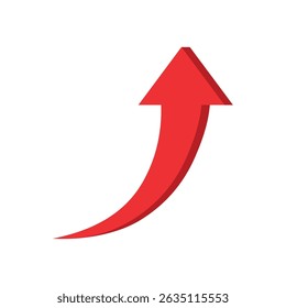 Red arrow up.  Vector linear icon illustration isolated on white background.