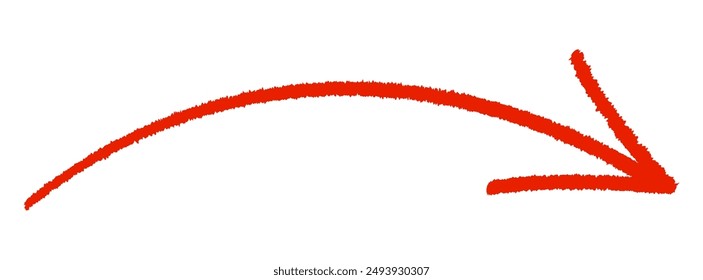 Red arrow with an upward curve pointing to the right. Vector illustration.