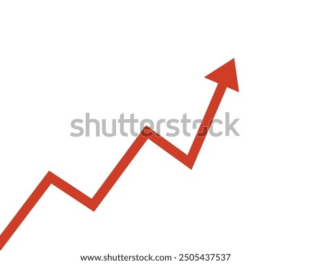 Red Arrow Upward Trend on White