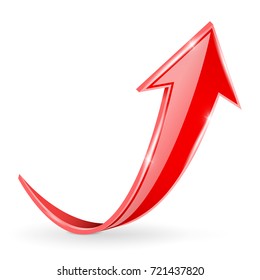 Red UP arrow. Vector 3d illustration isolated on white background