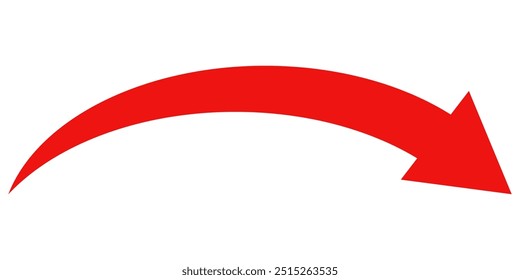 Red arrow vector icon isolated on white background. Arrow shows direction symbol in flat style. Red icon vector in flat style