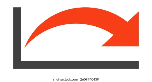 Red arrow vector icon isolated on white background. Arrow shows direction symbol in flat style. Red icon vector in flat style
