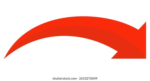 Red arrow vector icon isolated on white background. Arrow shows direction symbol in flat style. Red icon vector in flat style