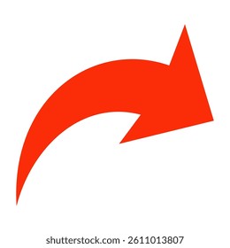 Red arrow vector icon isolated on white background. Arrow shows direction symbol in flat style. Red icon vector in flat style