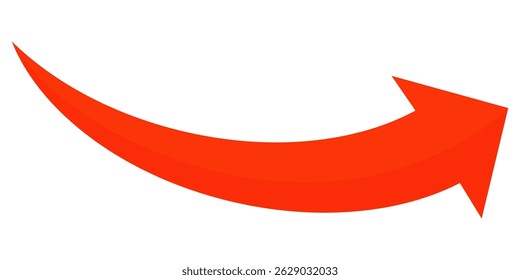 Red arrow vector icon isolated on white background. Arrow shows direction symbol in flat style. Red icon vector in flat style