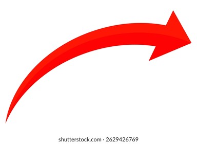 Icono de Vector de flecha roja aislado sobre fondo blanco. La flecha muestra el símbolo de dirección en estilo plano. Vector de icono rojo en estilo plano
