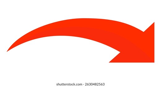 Icono de Vector de flecha roja aislado sobre fondo blanco. La flecha muestra el símbolo de dirección en estilo plano. Vector de icono rojo en estilo plano
