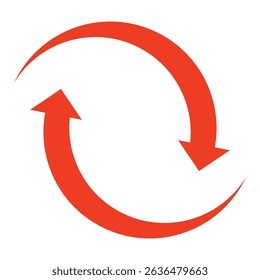 Red arrow vector icon isolated on white background. Arrow shows direction symbol in flat style. Red icon vector in flat style