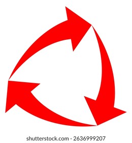 Red arrow vector icon isolated on white background. Arrow shows direction symbol in flat style. Red icon vector in flat style