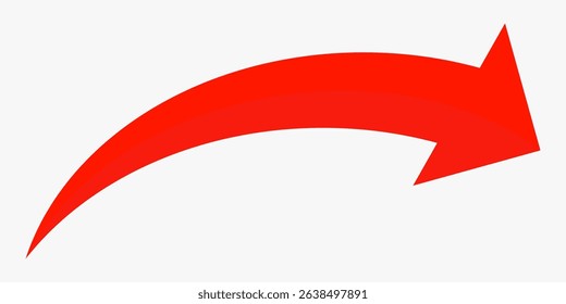 Red arrow vector icon isolated on white background. Arrow shows direction symbol in flat style. Red icon vector in flat style