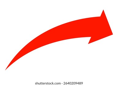 Red arrow vector icon isolated on white background. Arrow shows direction symbol in flat style. Red icon vector in flat style
