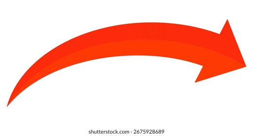 Icono de Vector de flecha roja aislado sobre fondo blanco. La flecha muestra el símbolo de dirección en estilo plano. Vector de icono rojo en estilo plano