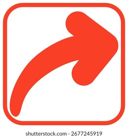 Icono de Vector de flecha roja aislado sobre fondo blanco. La flecha muestra el símbolo de dirección en estilo plano. Vector de icono rojo en estilo plano