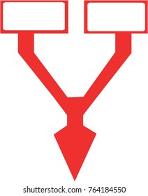 Red arrow vector icon on white background.