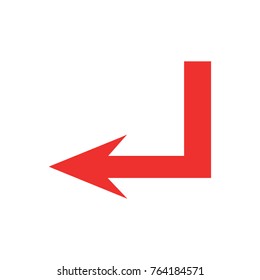 Red arrow vector icon on white background.