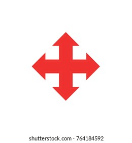 Red arrow vector icon on white background.