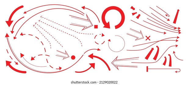 Red arrow vector set. Arrows design for infographic and map pointer.
