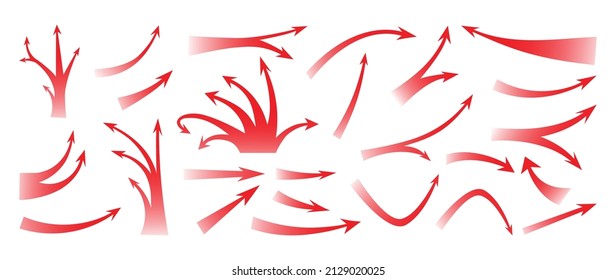 Red Arrow Vector Set. Arrows Design For Infographic And Map Pointer.