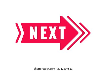 Red Arrow with world Next. Modern Red arrow right. Concept next step, page or level. Vector illustration. 