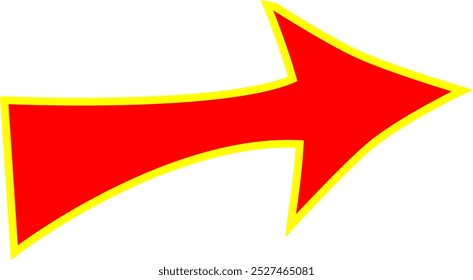 Flecha roja con trazo amarillo apuntando a la derecha. Perfecto para presentaciones de PowerPoint, activos de diseño, contenido promocional.