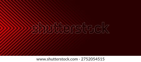 Red arrows background. Abstract triangle gradient wallpaper. Repeated arrow stripes backdrop for flyer, banner, poster, presentation. Thin to thick linear game or sport texture. Vector masculine bg