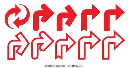 Las flechas rojas apuntan hacia la derecha. Establecer Formas de puntero para el propósito del elemento de diseño.