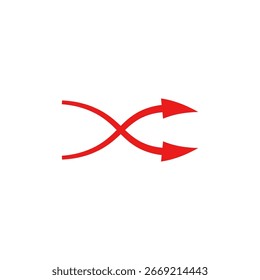 Red arrows divergently cross, symbolizing air flow, and dynamic direction in motion or data.