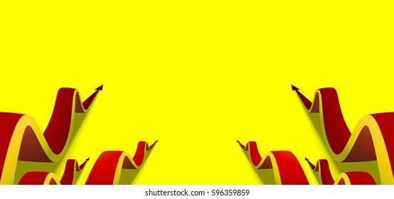 red arrows going up on yellow background