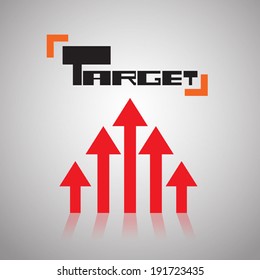 Red arrows going up to target - successful business basic concept. EPS 10