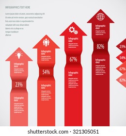 Red Arrows Infographic Background - Icons and arrows for 4 options. EPS10 vector