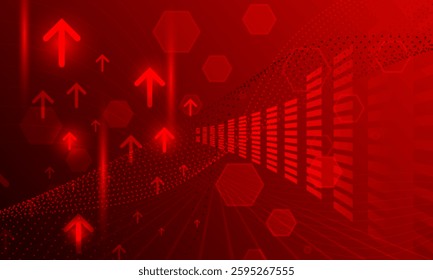 red arrows lines electronic cyberspace networking abstract high technology background