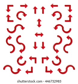 Red arrows made of glass. Vector illustration