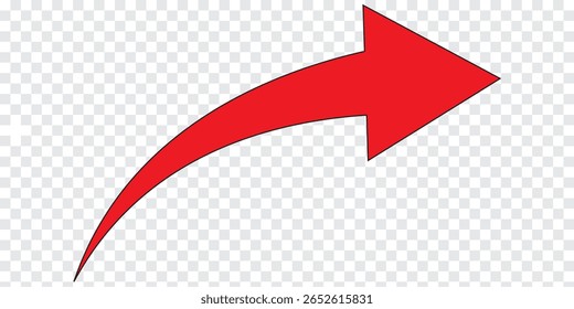  red arrows pointing right. Vector curved arrow icon.