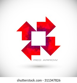 Red arrows. Polygonal vector illustration.